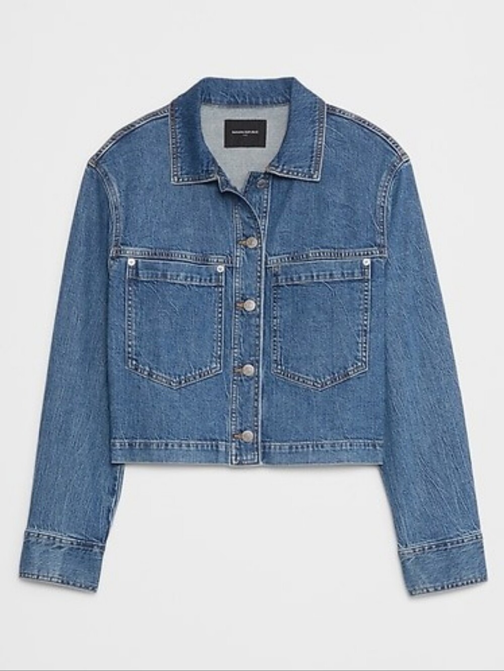 NWOT Banana Republic Factory Denim Cropped JacketSize Small Petite